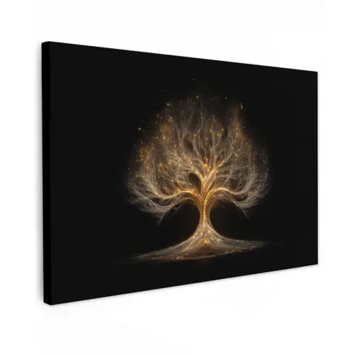Lichtjes - Boom - Abstract - Zwart canvas 2cm klein -z3d