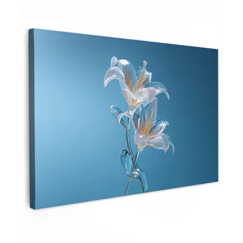 Lelies - Blauw - Glazen canvas 2cm klein -z3d