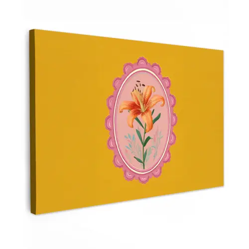 Lelie - Oranje - Lijst - Ovaal canvas 2cm klein -z3d