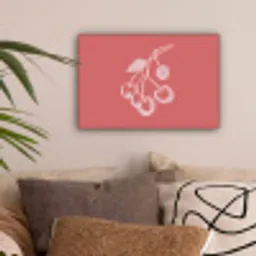 Lijnillustratie - Kersen - Tak - Wit canvas 2cm klein -sfeer1