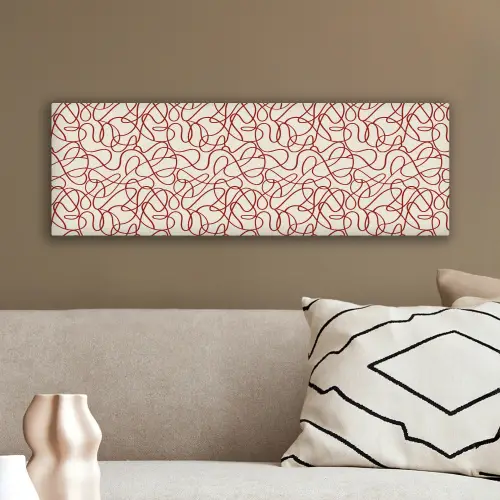Lijnen - Abstract - Rood - Beige canvas 2cm klein 828 -sfeer3