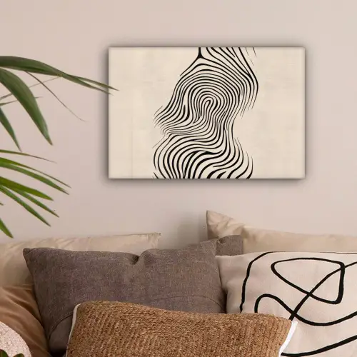 Lijnen - Abstract - Golvend - Zwart canvas 2cm klein -sfeer1