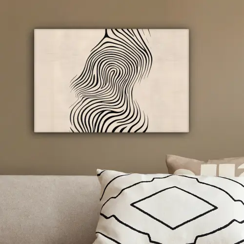 Lijnen - Abstract - Golvend - Zwart canvas 2cm klein -sfeer3