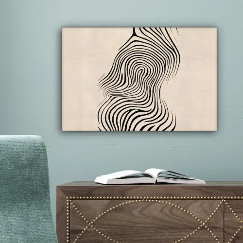Lijnen - Abstract - Golvend - Zwart canvas 2cm klein -sfeer4