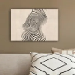 Lijnen - Abstract - Golvend - Zwart canvas 2cm klein -sfeer3