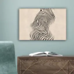 Lijnen - Abstract - Golvend - Zwart canvas 2cm klein -sfeer4