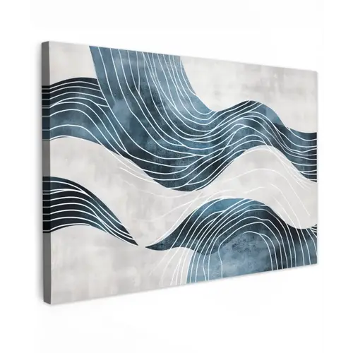 Lijnen - Golven - Abstract - Grijs canvas 2cm klein -z3d