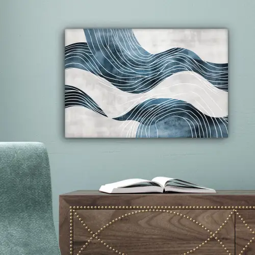 Lijnen - Golven - Abstract - Grijs canvas 2cm klein -sfeer4
