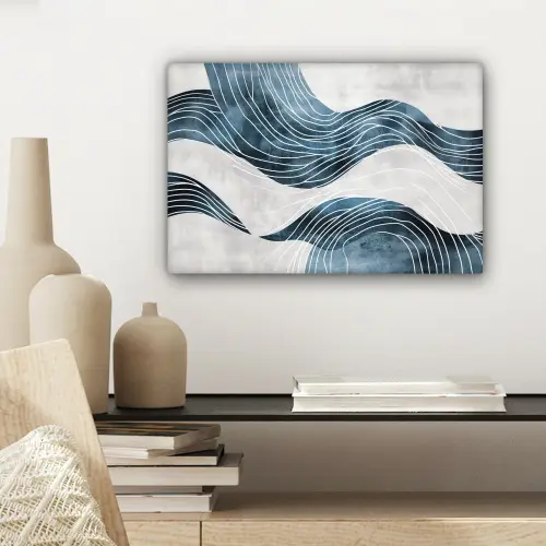 Lijnen - Golven - Abstract - Grijs canvas 2cm klein -sfeer6