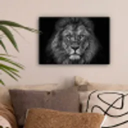 Leeuw - Dieren - Zwart - Wit canvas 2cm klein -sfeer1