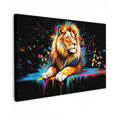 Leeuw - Kleurrijk - Spetters canvas 2cm klein -z3d