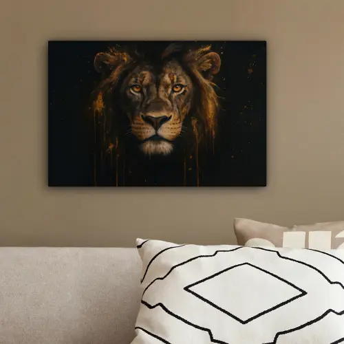 Leeuw - Goud - Druppels canvas 2cm klein -sfeer3