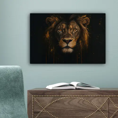 Leeuw - Goud - Druppels canvas 2cm klein -sfeer4