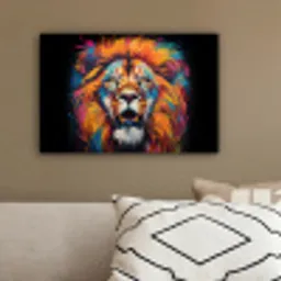 Leeuw - Graffiti - Dieren - Zwart canvas 2cm klein -sfeer3