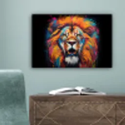Leeuw - Graffiti - Dieren - Zwart canvas 2cm klein -sfeer4