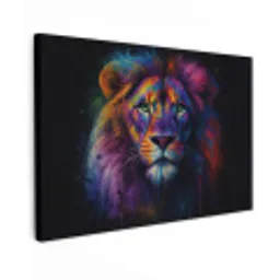 Leeuwenkop - Felgekleurd - Abstract canvas 2cm klein -z3d