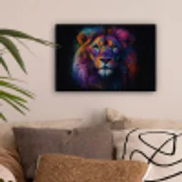 Leeuwenkop - Felgekleurd - Abstract canvas 2cm klein -sfeer1