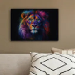 Leeuwenkop - Felgekleurd - Abstract canvas 2cm klein -sfeer3