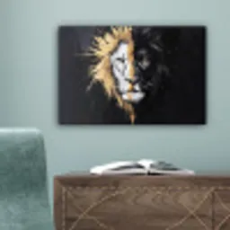 Leeuw - Gesplitst - Zwart - Lijn canvas 2cm klein -sfeer4