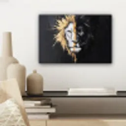 Leeuw - Gesplitst - Zwart - Lijn canvas 2cm klein -sfeer6