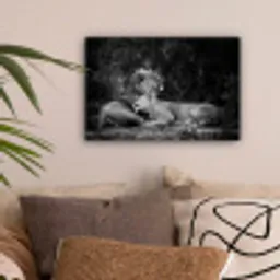 Leeuwen - Zwart - Wilde dieren canvas 2cm klein -sfeer1