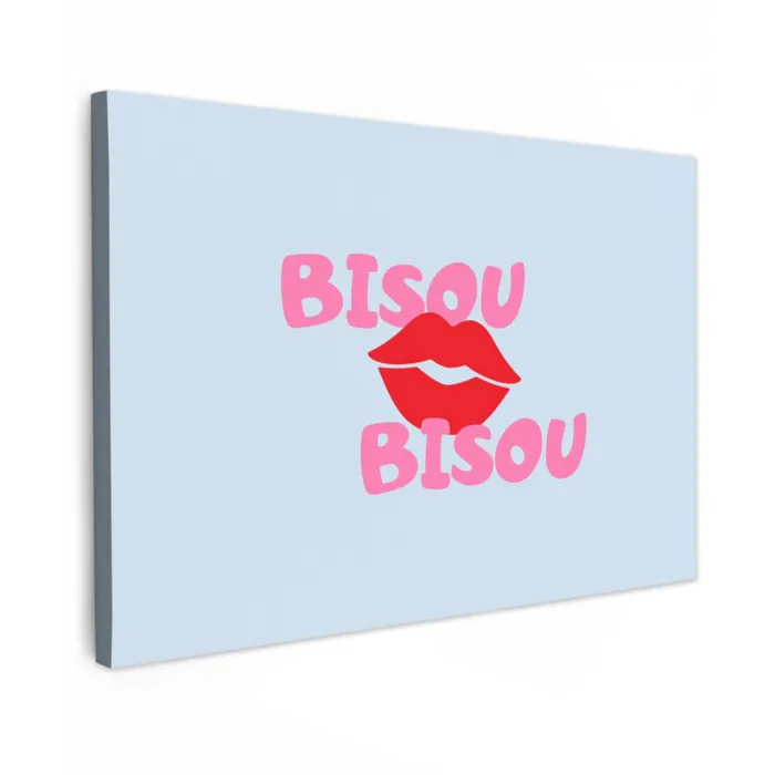 Lippen - Bisou - Blauw canvas 2cm klein -z3d