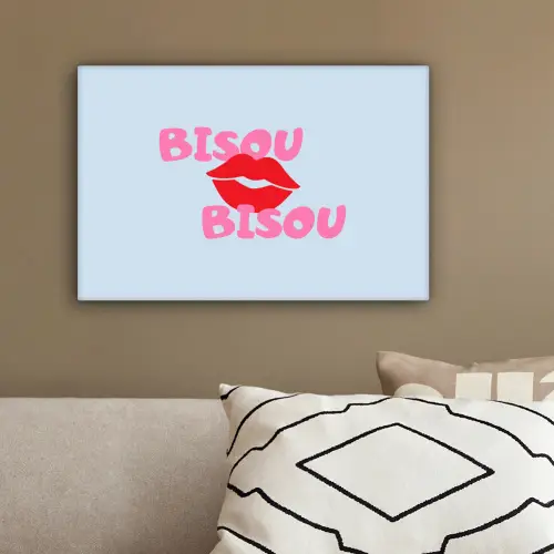 Lippen - Bisou - Blauw canvas 2cm klein -sfeer3