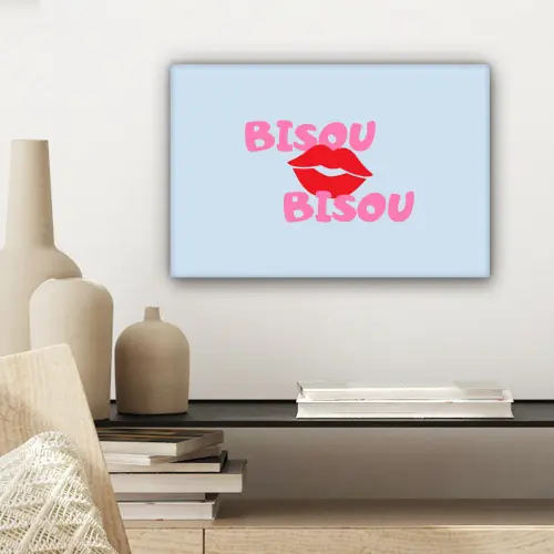 Lippen - Bisou - Blauw canvas 2cm klein -sfeer6