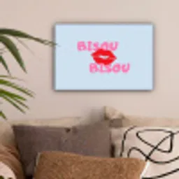 Lippen - Bisou - Blauw canvas 2cm klein -sfeer1