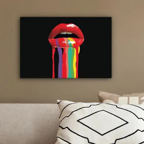 Lippen - Kleuren - Zwart canvas 2cm klein -sfeer3
