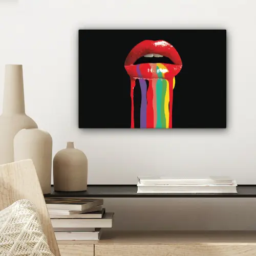 Lippen - Kleuren - Zwart canvas 2cm klein -sfeer6