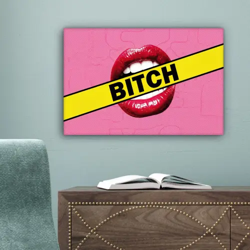 Lippen - Tekst - Kleurrijk canvas 2cm klein -sfeer4