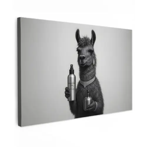 Lama - Flessen - Zwart - Wit canvas 2cm klein -z3d
