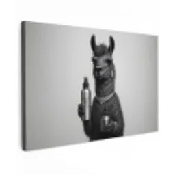 Lama - Flessen - Zwart - Wit canvas 2cm klein -z3d