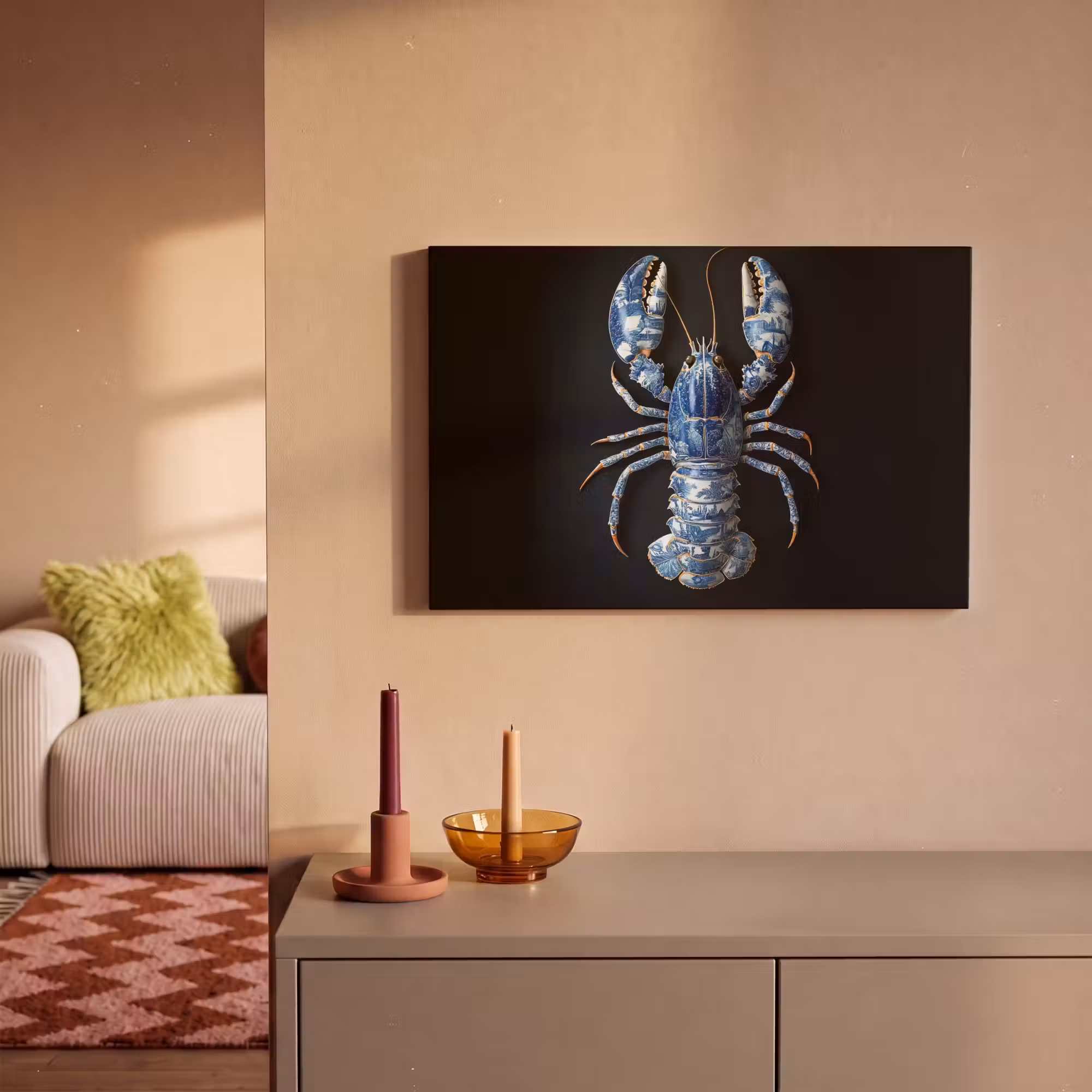Canvas Print - Lobster - Delft blue - Shield - Tough