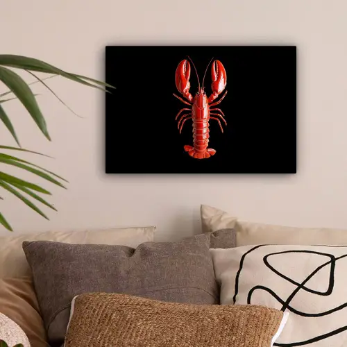 Kreeft - Glossier Rood - Zwart canvas 2cm klein -sfeer1