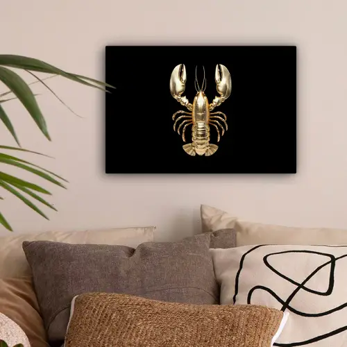 Kreeft - Goud - Textuur - Zwart canvas 2cm klein -sfeer1