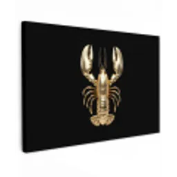 Kreeft - Goud - Textuur - Zwart canvas 2cm klein -z3d