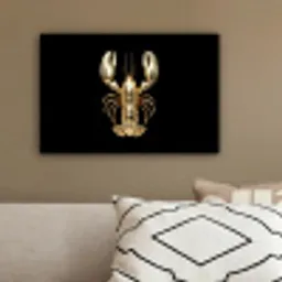 Kreeft - Goud - Textuur - Zwart canvas 2cm klein -sfeer3