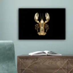 Kreeft - Goud - Textuur - Zwart canvas 2cm klein -sfeer4