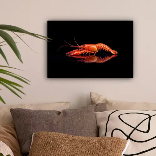 Kreeft - Oranje - Zwart - Opvallend canvas 2cm klein -sfeer1