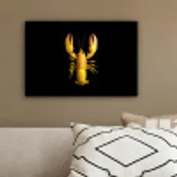 Kreeft - Geel - Stippen - Effen canvas 2cm klein -sfeer3