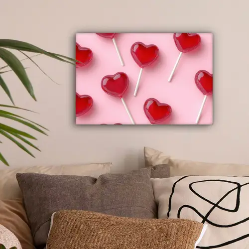 Lollies - Hartjes - Roze canvas 2cm klein -sfeer1