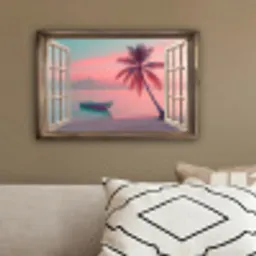 Doorkijk - Strand - Palmboom - Tropisch canvas 2cm klein -sfeer3