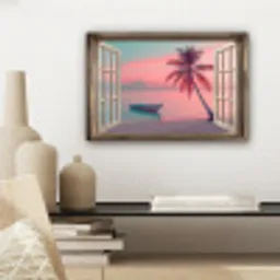 Doorkijk - Strand - Palmboom - Tropisch canvas 2cm klein -sfeer6