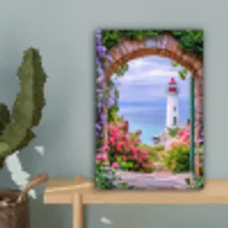 Doorkijk - Vuurtoren - Bloemen - Uitzicht canvas 2cm klein -sfeer4