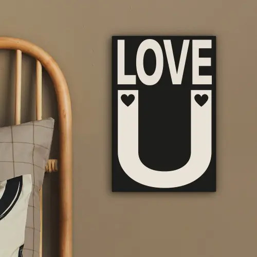 Love - Zwart - Minimalistisch canvas 2cm klein -sfeer3
