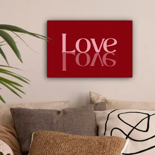 Love - Spiegeling - Rood canvas 2cm klein -sfeer1