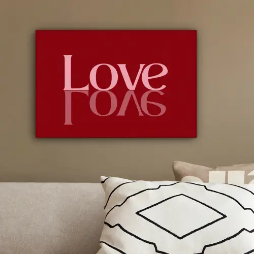 Love - Spiegeling - Rood canvas 2cm klein -sfeer3