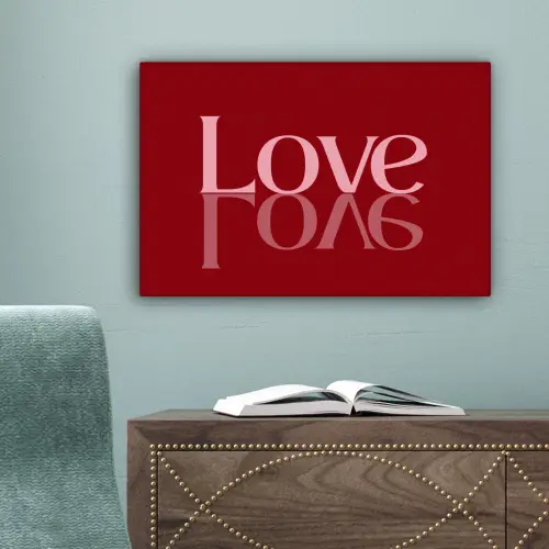 Love - Spiegeling - Rood canvas 2cm klein -sfeer4